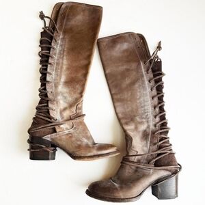 Freebird COAL Tall Tan Leather Laced Boots
